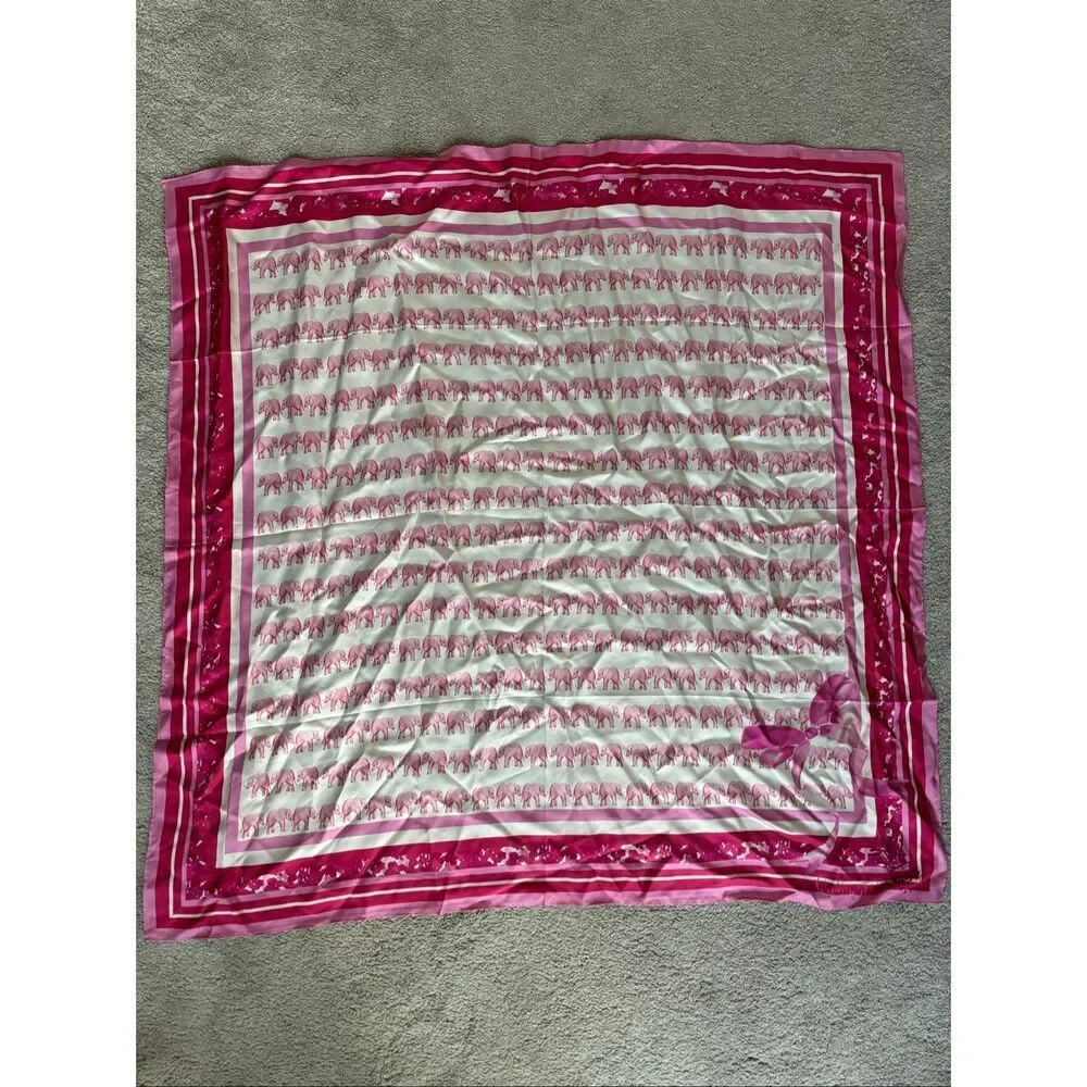 Brooke Wright Pink Elephant Silk Scarf | Preppy Southern Chic Equestrian-Inspire